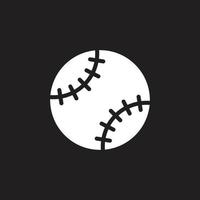 eps10 balle de baseball vecteur blanc icône solide abstraite isolée sur fond noir. symbole rempli de baseball dans un style moderne et plat simple pour la conception, le logo et l'application mobile de votre site Web