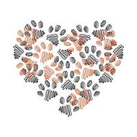 coeur fait d'empreintes de pattes d'animaux. contour. emblème du refuge pour animaux. illustration vectorielle vecteur