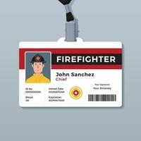 modèle de badge d'identification de pompier vecteur