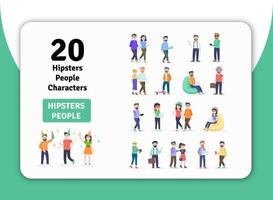 20 personnages de personnes plates hipters vecteur