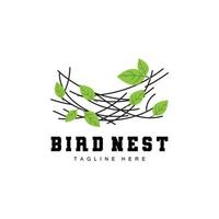 conception de logo de nid d'oiseau, vecteur de maison d'oiseau pour les oeufs, illustration de logo d'arbre d'oiseau