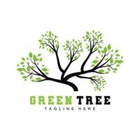 création de logo d'arbre vert, illustration de logo de bonsaï, vecteur de feuilles et de bois