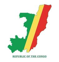 conception de la carte du drapeau national du congo, illustration du drapeau du pays de la république du congo à l'intérieur de la carte vecteur