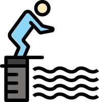 plongée plate-forme de saut piscine sport plat couleur icône vecteur icône modèle de bannière