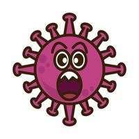 émoticône de virus, infection de caractère emoji covid-19, style de dessin animé plat de visage vecteur