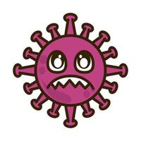 émoticône de virus, infection de caractère emoji covid-19, style de dessin animé plat de visage vecteur