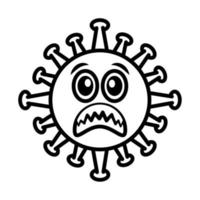 émoticône de virus, infection de caractère emoji covid-19, style de dessin animé de ligne de visage vecteur