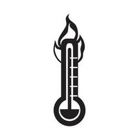 feu de température du thermomètre chaud dans l'icône isolé de style silhouette vecteur