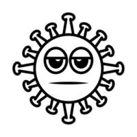 émoticône de virus, infection de caractère emoji covid-19, style de dessin animé de ligne de visage vecteur