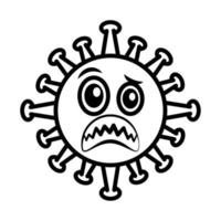 émoticône de virus, infection de caractère emoji covid-19, style de dessin animé de ligne de visage vecteur