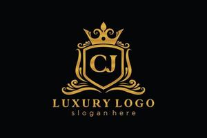 modèle de logo de luxe royal lettre initiale cj en art vectoriel pour restaurant, royauté, boutique, café, hôtel, héraldique, bijoux, mode et autres illustrations vectorielles.