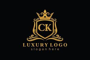 modèle initial de logo de luxe royal de lettre ck dans l'art vectoriel pour le restaurant, la royauté, la boutique, le café, l'hôtel, l'héraldique, les bijoux, la mode et d'autres illustrations vectorielles.