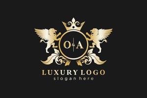 modèle de logo de luxe royal lion lettre initiale oa dans l'art vectoriel pour le restaurant, la royauté, la boutique, le café, l'hôtel, l'héraldique, les bijoux, la mode et d'autres illustrations vectorielles.