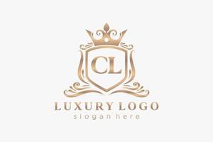 modèle de logo de luxe royal de lettre cl initial dans l'art vectoriel pour le restaurant, la royauté, la boutique, le café, l'hôtel, l'héraldique, les bijoux, la mode et d'autres illustrations vectorielles.