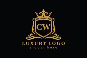 modèle de logo de luxe royal lettre initiale cw en art vectoriel pour restaurant, royauté, boutique, café, hôtel, héraldique, bijoux, mode et autres illustrations vectorielles.