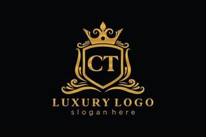 modèle de logo de luxe royal lettre initiale ct dans l'art vectoriel pour le restaurant, la royauté, la boutique, le café, l'hôtel, l'héraldique, les bijoux, la mode et d'autres illustrations vectorielles.