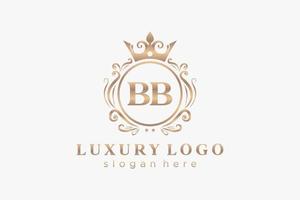 modèle initial de logo de luxe royal de lettre bb dans l'art vectoriel pour le restaurant, la royauté, la boutique, le café, l'hôtel, l'héraldique, les bijoux, la mode et d'autres illustrations vectorielles.