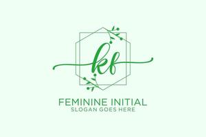 monogramme de beauté kf initial et logo d'écriture de conception de logo élégant de signature initiale, mariage, mode, floral et botanique avec modèle créatif. vecteur