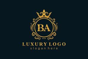 modèle initial de logo de luxe royal de lettre ba dans l'art vectoriel pour le restaurant, la royauté, la boutique, le café, l'hôtel, l'héraldique, les bijoux, la mode et d'autres illustrations vectorielles.