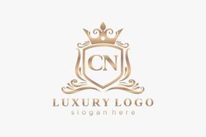 modèle de logo de luxe royal lettre cn initiale dans l'art vectoriel pour le restaurant, la royauté, la boutique, le café, l'hôtel, l'héraldique, les bijoux, la mode et d'autres illustrations vectorielles.