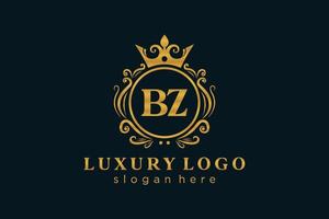 modèle de logo de luxe royal de lettre bz initial dans l'art vectoriel pour le restaurant, la royauté, la boutique, le café, l'hôtel, l'héraldique, les bijoux, la mode et d'autres illustrations vectorielles.