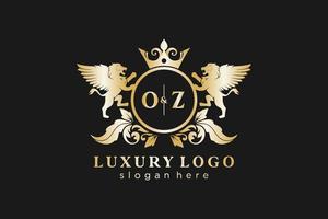 modèle de logo de luxe royal lion lettre initiale oz dans l'art vectoriel pour le restaurant, la royauté, la boutique, le café, l'hôtel, l'héraldique, les bijoux, la mode et d'autres illustrations vectorielles.