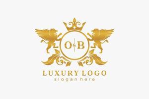 modèle de logo de luxe royal lion initial lettre ob dans l'art vectoriel pour le restaurant, la royauté, la boutique, le café, l'hôtel, l'héraldique, les bijoux, la mode et d'autres illustrations vectorielles.