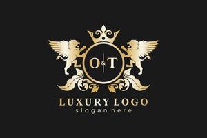 modèle de logo de luxe royal lion lettre initiale ot dans l'art vectoriel pour le restaurant, la royauté, la boutique, le café, l'hôtel, l'héraldique, les bijoux, la mode et d'autres illustrations vectorielles.