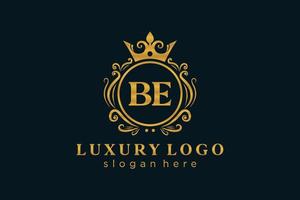 modèle de logo initial be letter royal luxe en art vectoriel pour restaurant, royauté, boutique, café, hôtel, héraldique, bijoux, mode et autres illustrations vectorielles.