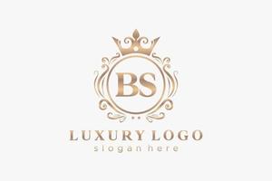 modèle initial de logo de luxe royal de lettre bs dans l'art vectoriel pour le restaurant, la royauté, la boutique, le café, l'hôtel, l'héraldique, les bijoux, la mode et d'autres illustrations vectorielles.