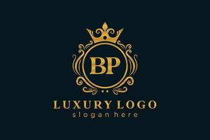 modèle initial de logo de luxe royal de lettre bp dans l'art vectoriel pour le restaurant, la royauté, la boutique, le café, l'hôtel, l'héraldique, les bijoux, la mode et d'autres illustrations vectorielles.