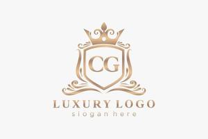 modèle de logo de luxe royal de lettre cg initiale dans l'art vectoriel pour le restaurant, la royauté, la boutique, le café, l'hôtel, l'héraldique, les bijoux, la mode et d'autres illustrations vectorielles.