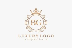 modèle initial de logo de luxe royal de lettre bg dans l'art vectoriel pour le restaurant, la royauté, la boutique, le café, l'hôtel, l'héraldique, les bijoux, la mode et d'autres illustrations vectorielles.