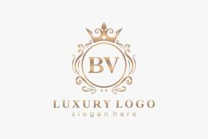 modèle de logo de luxe royal de lettre bv initial dans l'art vectoriel pour le restaurant, la royauté, la boutique, le café, l'hôtel, l'héraldique, les bijoux, la mode et d'autres illustrations vectorielles.