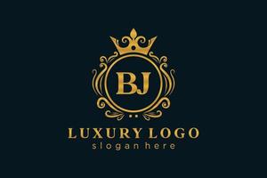 modèle de logo de luxe royal de lettre bj initial dans l'art vectoriel pour le restaurant, la royauté, la boutique, le café, l'hôtel, l'héraldique, les bijoux, la mode et d'autres illustrations vectorielles.