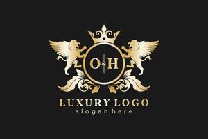 modèle de logo de luxe royal lion lettre initiale oh dans l'art vectoriel pour le restaurant, la royauté, la boutique, le café, l'hôtel, l'héraldique, les bijoux, la mode et d'autres illustrations vectorielles.