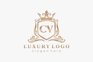 modèle de logo de luxe royal de lettre cv initiale dans l'art vectoriel pour le restaurant, la royauté, la boutique, le café, l'hôtel, l'héraldique, les bijoux, la mode et d'autres illustrations vectorielles.