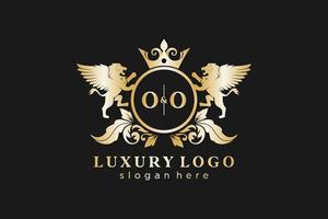 modèle de logo de luxe royal lion lettre initiale oo dans l'art vectoriel pour le restaurant, la royauté, la boutique, le café, l'hôtel, l'héraldique, les bijoux, la mode et d'autres illustrations vectorielles.