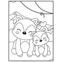 pages de livre de coloriage d'animaux mignons pour les enfants vecteur