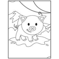 pages de livre de coloriage d'animaux mignons pour les enfants vecteur