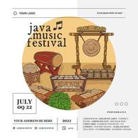 modèle d'affiche du festival de musique javanaise vecteur