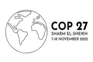 cop 27 à sharm el sheikh conception de bannière vectorielle avec icône planète contour. conception de l'affiche de la conférence du sommet international sur le changement climatique vecteur