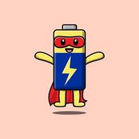 illustration de mouche de personnage de super-héros de batterie mignon vecteur