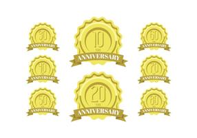 Anniversaire célébrité étiquettes et badges d'or vecteur