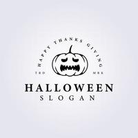 conception de modèle d'illustration de logo vectoriel citrouille halloween drôle