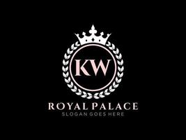 lettre kw logo victorien de luxe royal antique avec cadre ornemental. vecteur