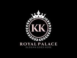 lettre kk logo victorien de luxe royal antique avec cadre ornemental. vecteur