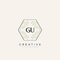 gu lettre initiale fleur logo modèle vecteur art vectoriel premium