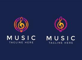 modèle de conception de logo de musique et d'onde audio simple. vecteur