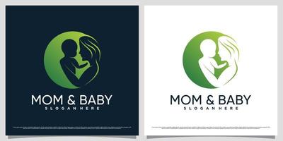 modèle de conception de logo maman et bébé avec concept d'espace négatif et élément créatif vecteur